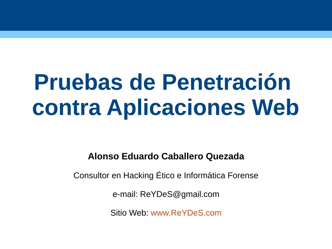Imágen de pdf Pruebas de Penetración contra Aplicaciones Web