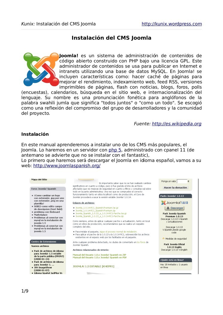 Imágen de pdf Instalación del CMS Joomla