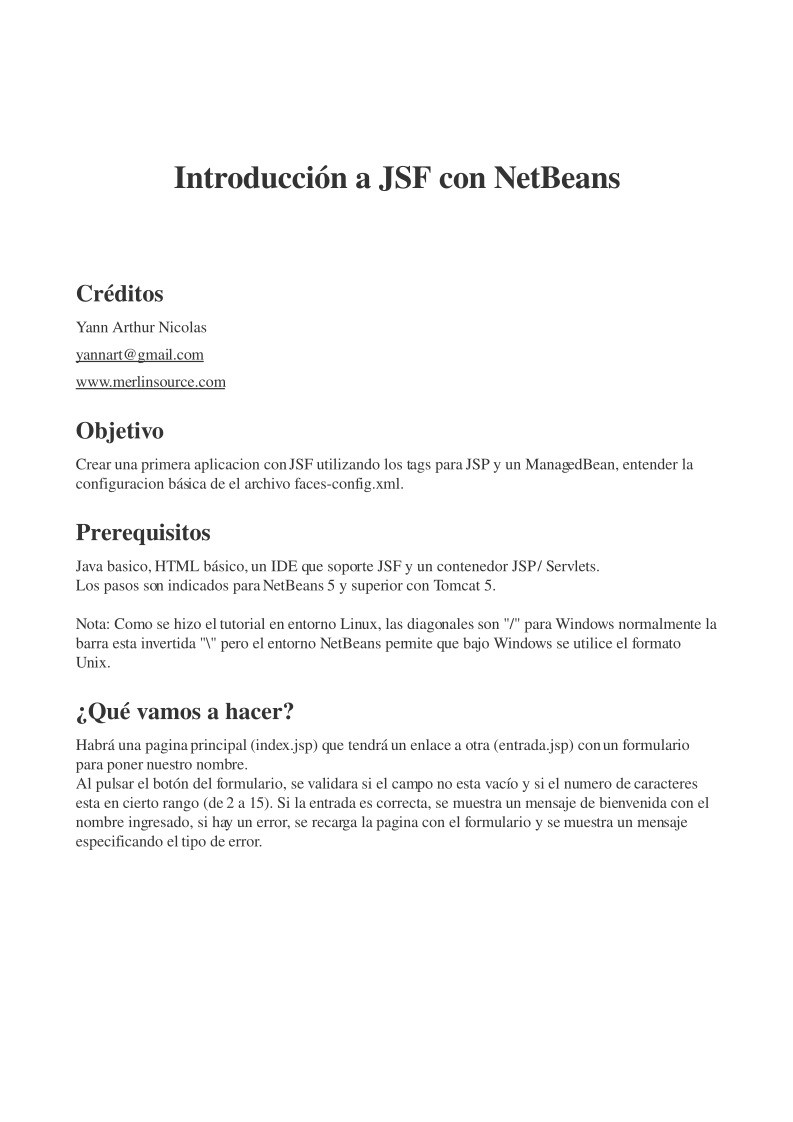 Imágen de pdf Introducción a JSF con Netbeans