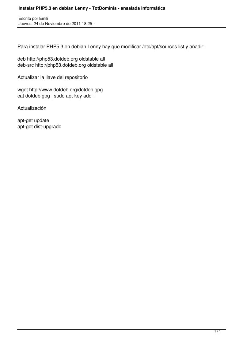 Imágen de pdf Instalar PHP5.3 en Debian Lenny