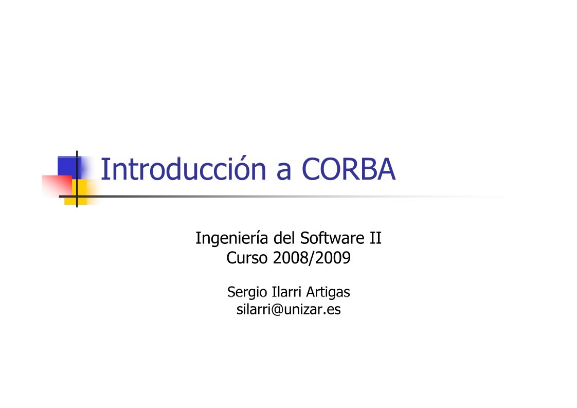 Imágen de pdf Introducción a CORBA - Ingeniería del Software II