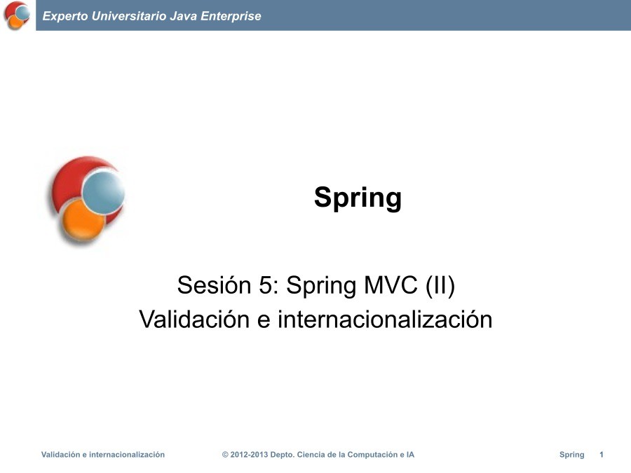Imágen de pdf Sesión 5: Spring MVC (II) - Validación e internacionalización