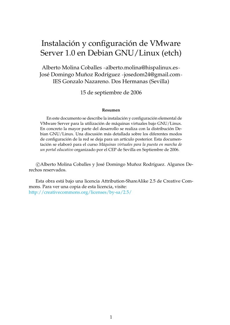 Imágen de pdf Instalación y configuración de VMware Server 1.0 en Debian GNU/Linux (etch)