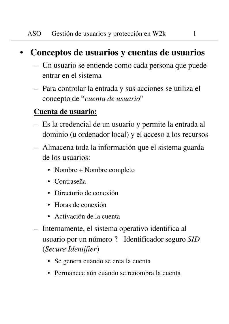 Imágen de pdf Gestión de usuarios y protección en W2k