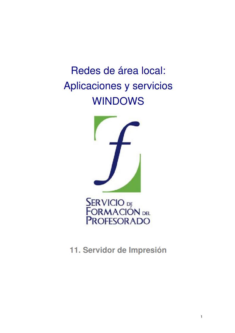 Imágen de pdf 11. Servidor de Impresión - Redes de área local: Aplicaciones y servicios WINDOWS