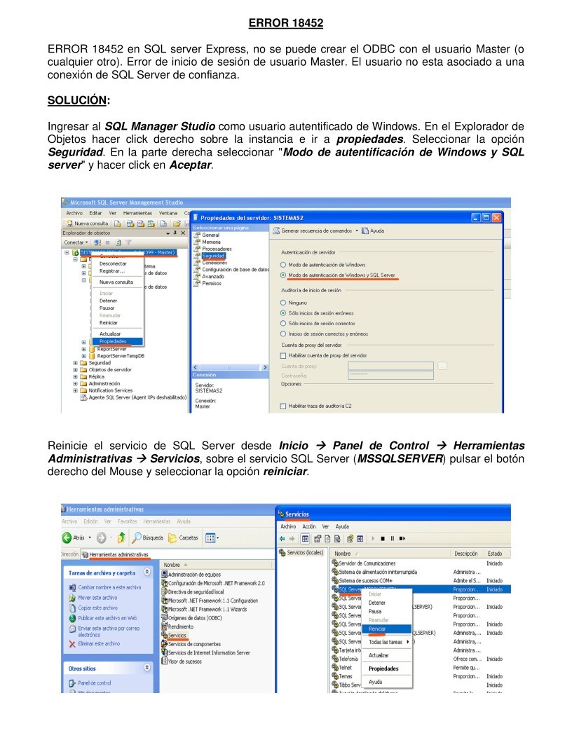Imágen de pdf Error 18452 SQL Server