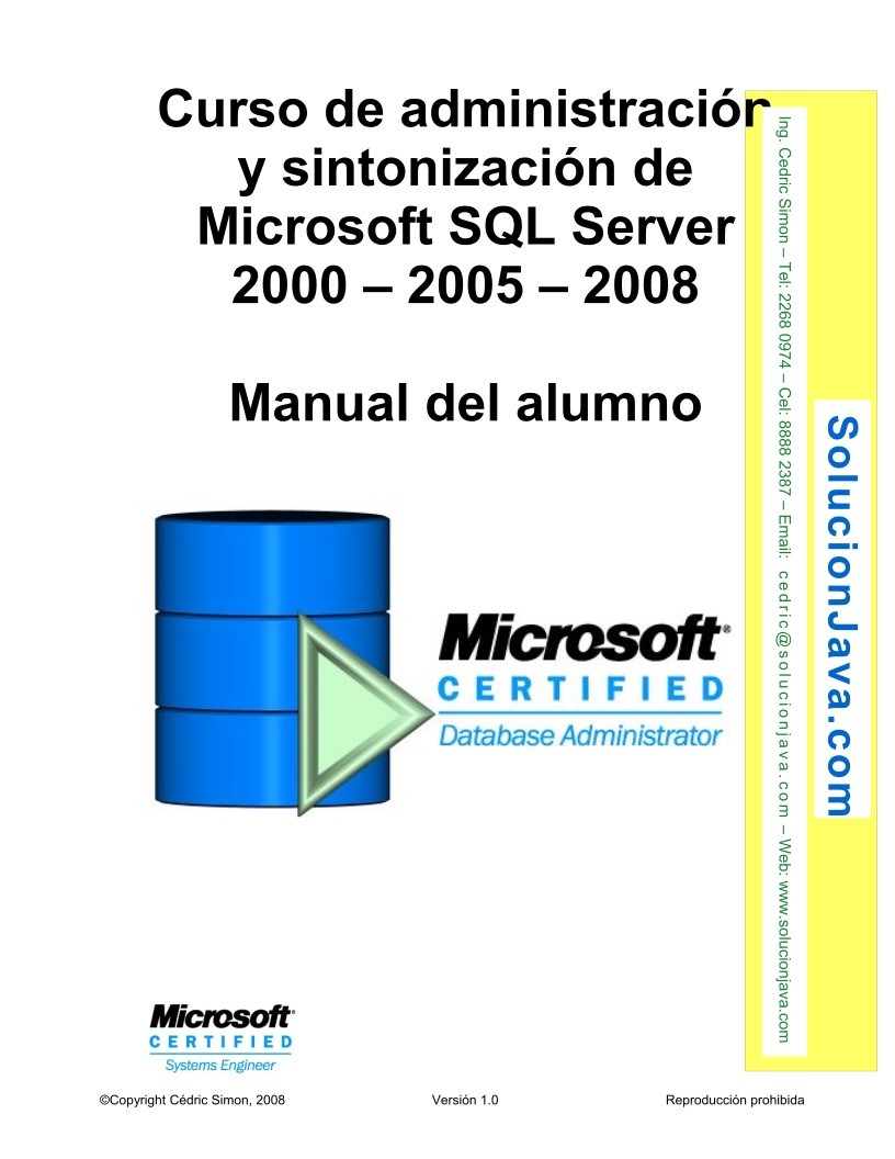 Imágen de pdf Curso de administración y sintonización de Microsoft SQL Server 2000 - 2005 - 2008