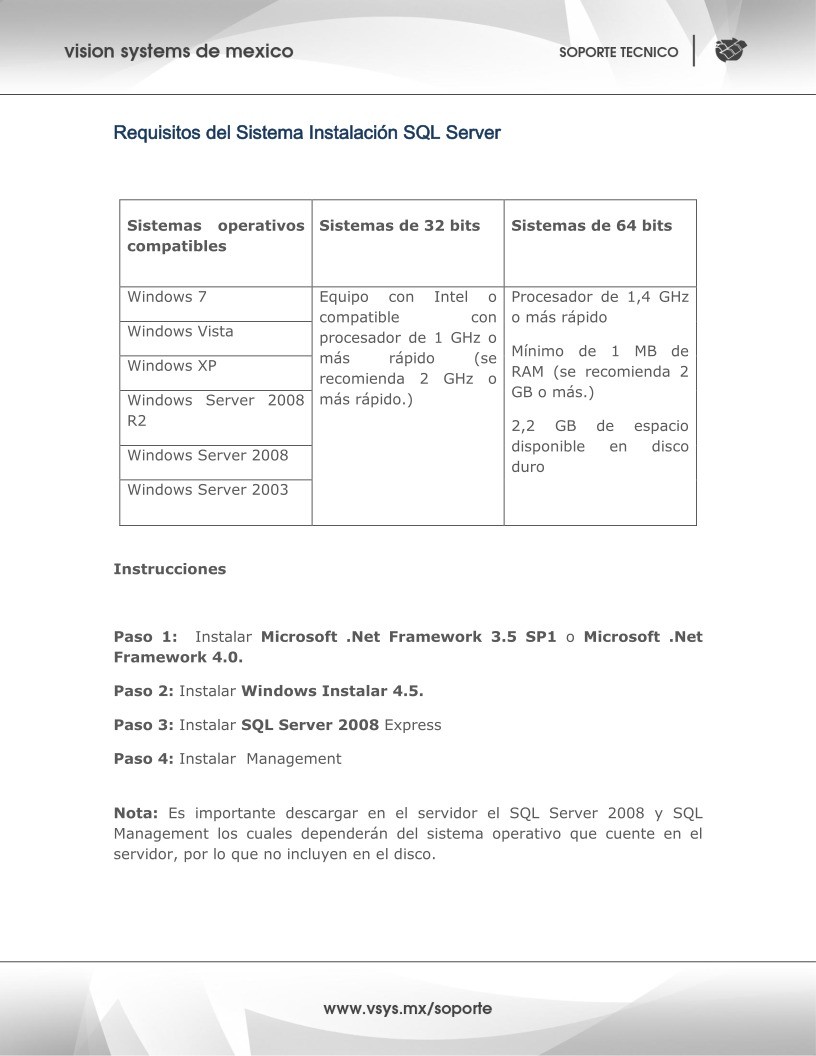 Imágen de pdf Instalación SQL Server - Requisitos del Sistema