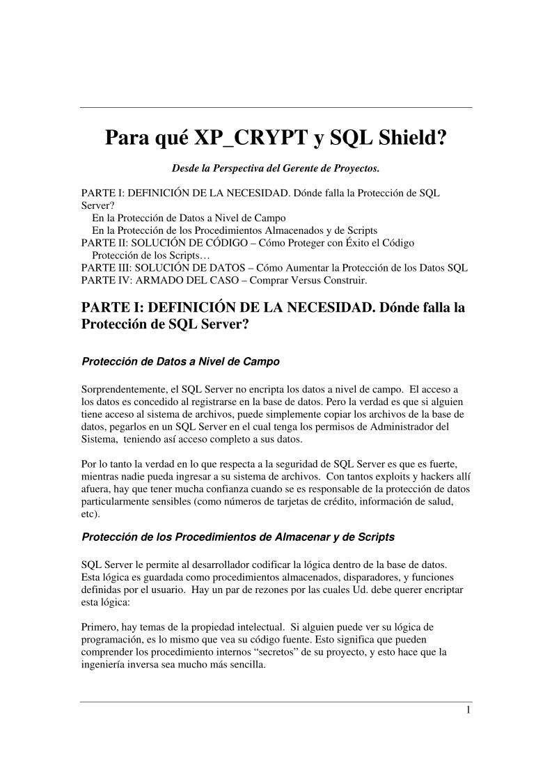 Imágen de pdf Para qué XP_CRYPT y SQL Shield?