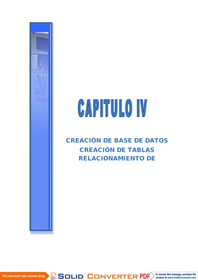 Imágen de pdf Capitulo IV - Creación de base de datos - creación de tablas - relacionamiento de tablas