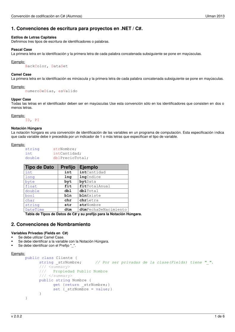 Imágen de pdf Convención de codificación en C#