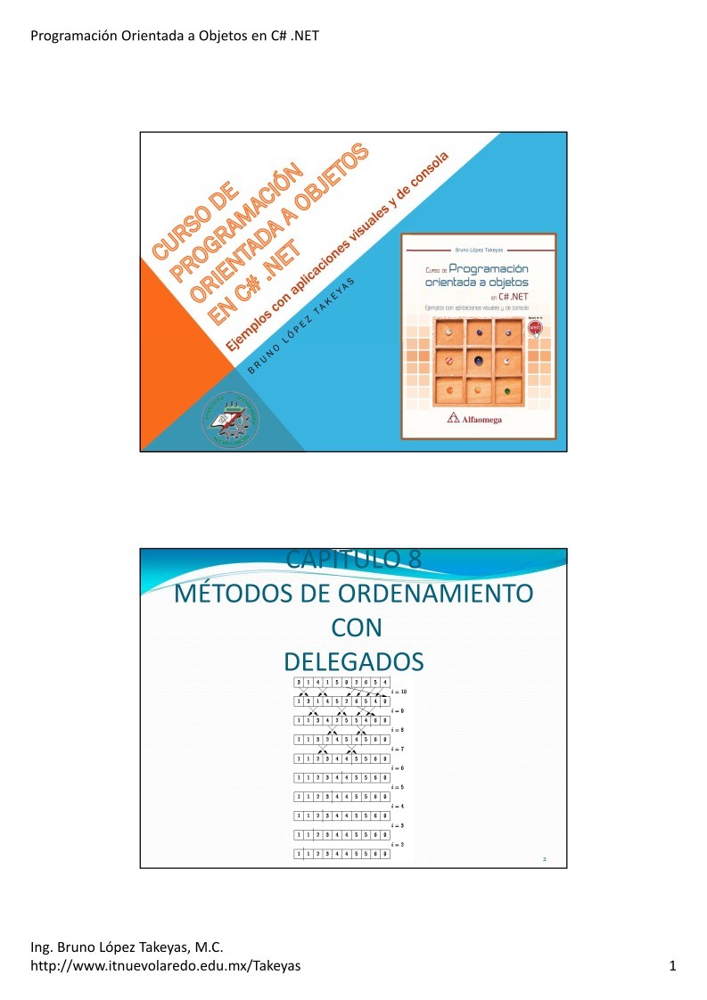 Imágen de pdf 08c.- Métodos de ordenamiento con Delegados - Programación Orientada a Objetos en C# .NET