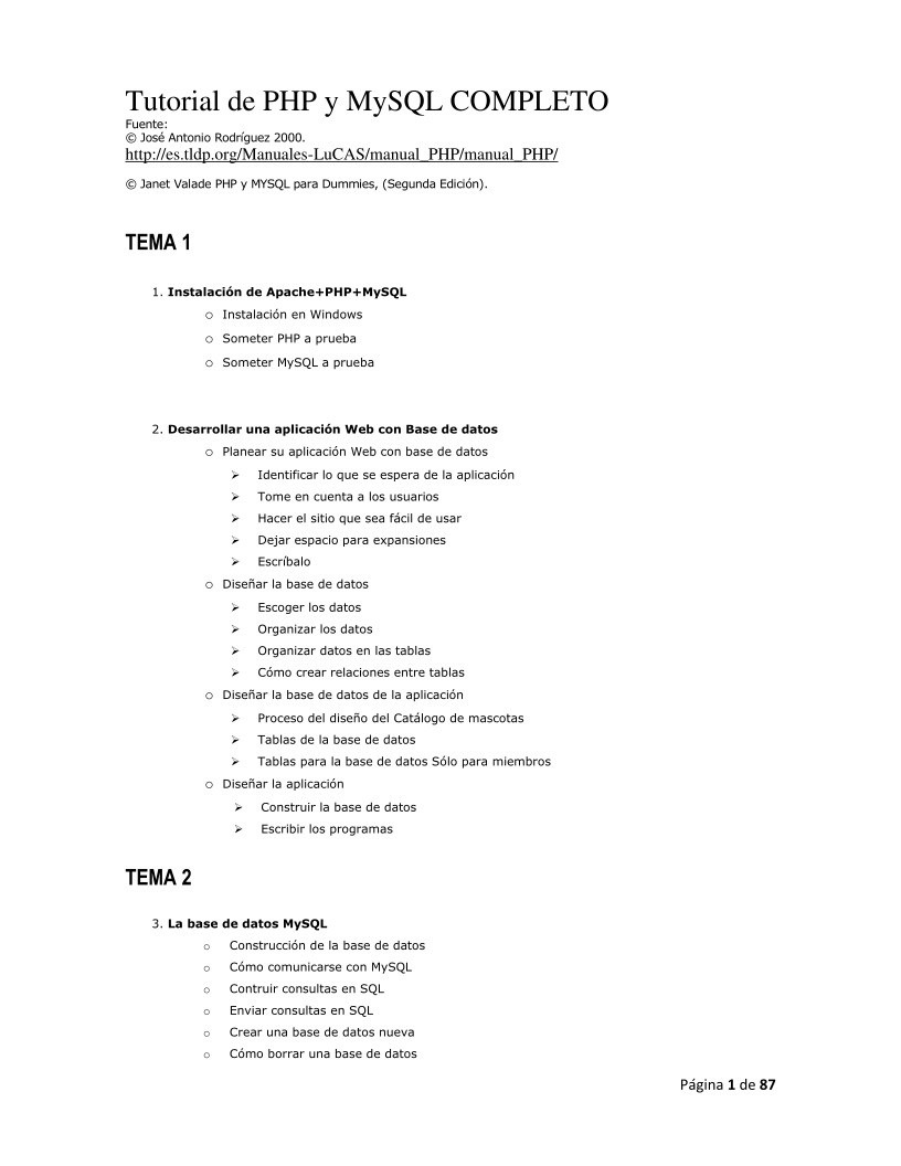 PDF de programación - Tutorial de PHP y MySQL COMPLETO