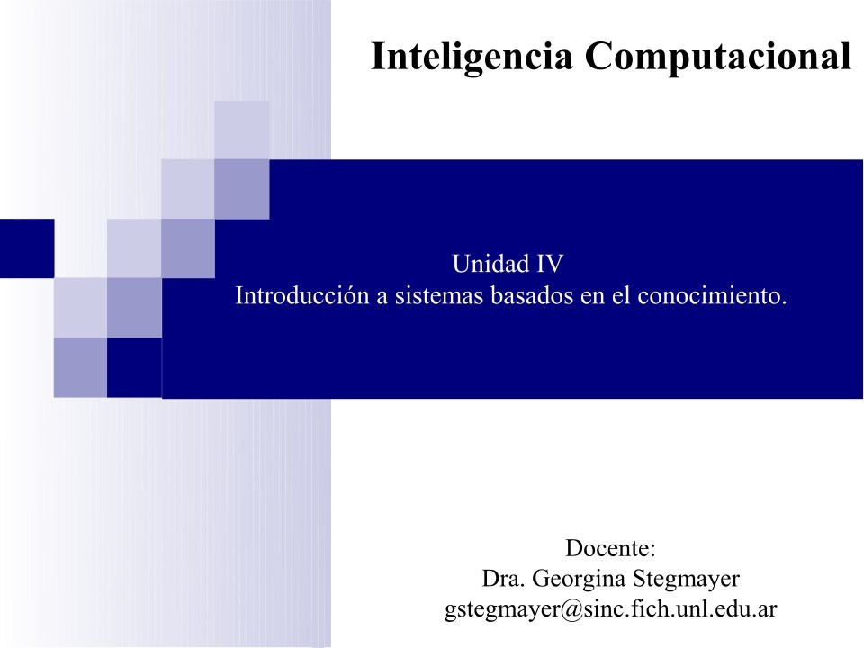 Imágen de pdf Unidad IV - Introducción a sistemas basados en el conocimiento - Inteligencia Computacional