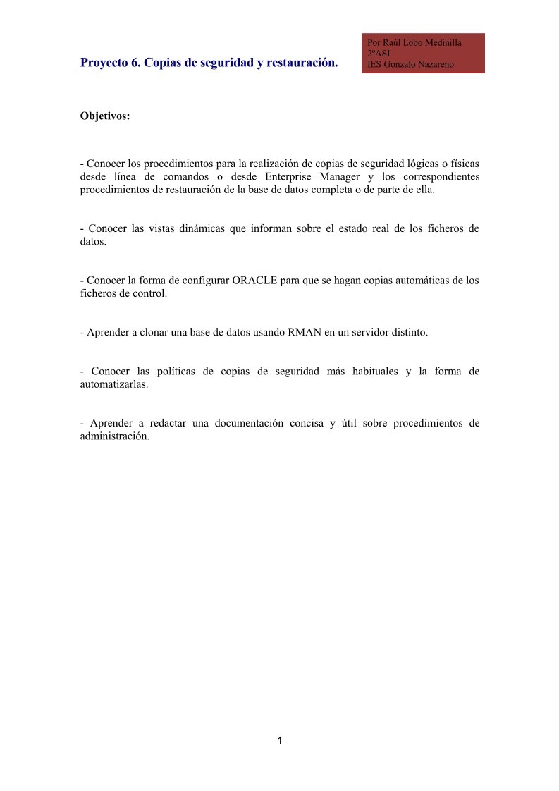 Imágen de pdf Proyecto 6. Copias de seguridad y restauración Oracle