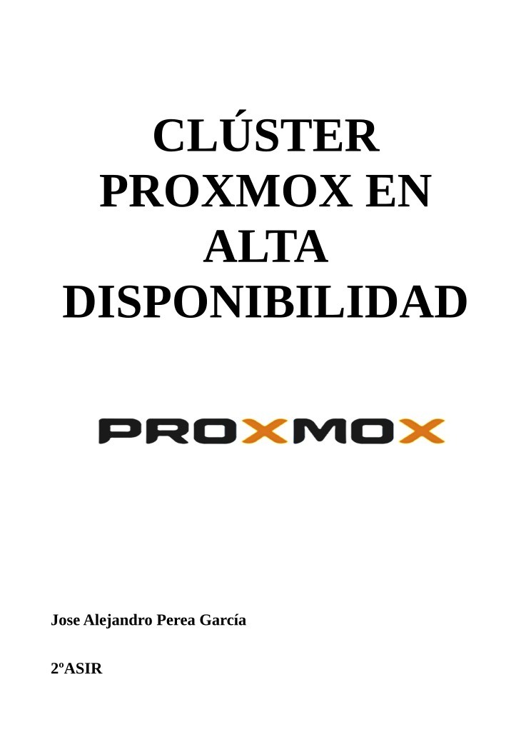 Imágen de pdf Clúster Proxmox en alta disponibilidad