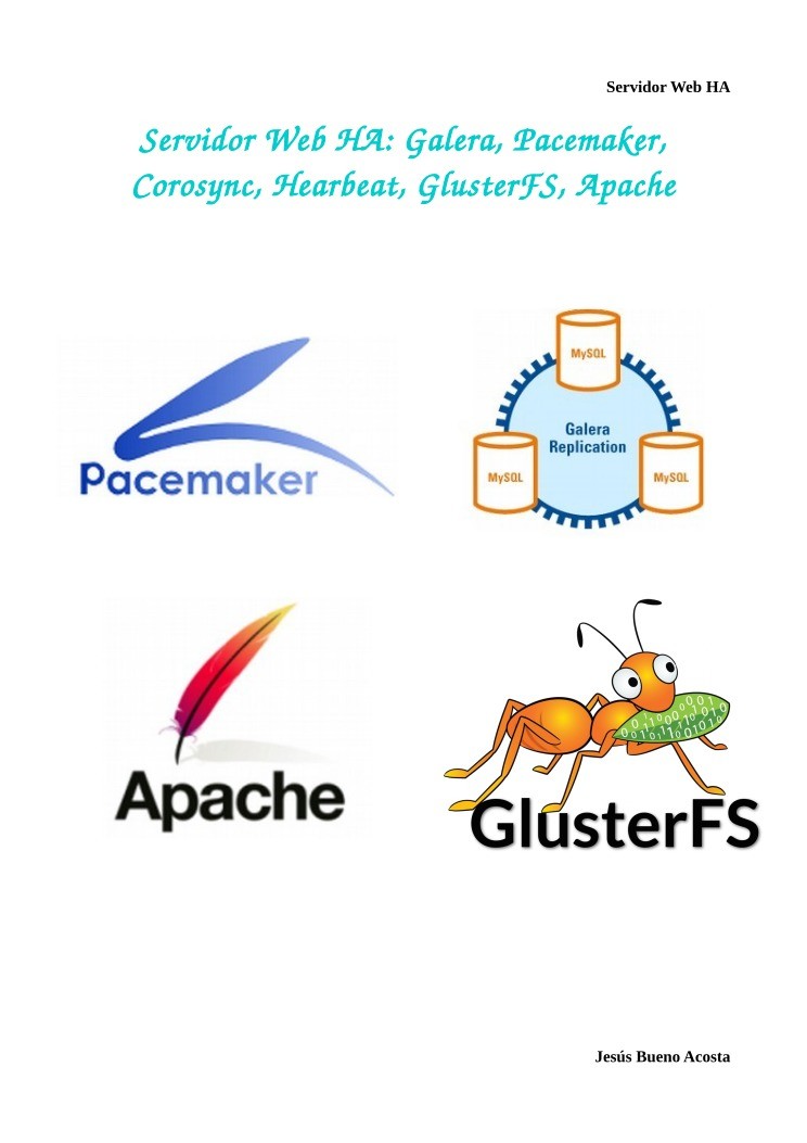 Imágen de pdf Servidor Web HA: Galera, Pacemaker, Corosync, Hearbeat, GlusterFS, Apache