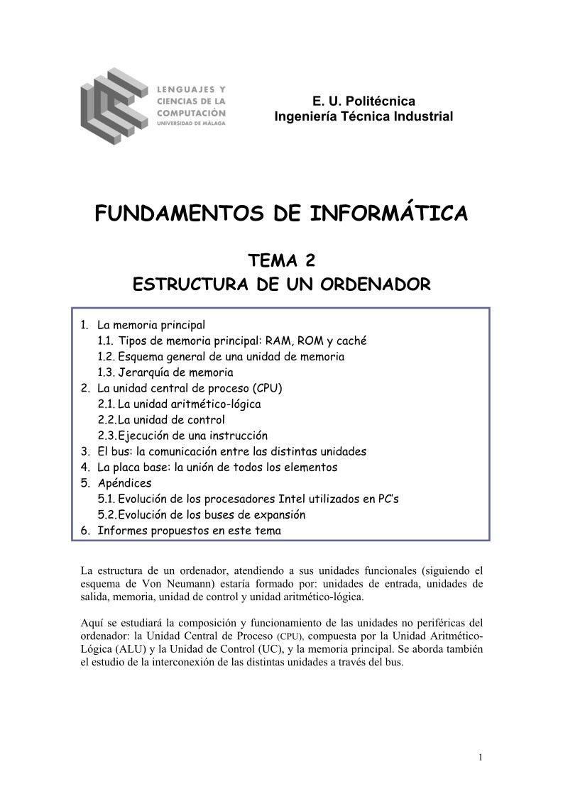 Imágen de pdf Tema 2 - Estructura de un ordenador