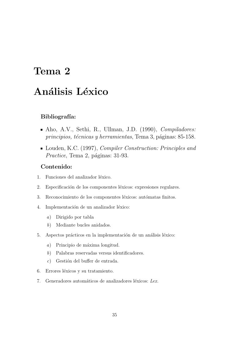 Imágen de pdf Tema 2 - Análisis Léxico