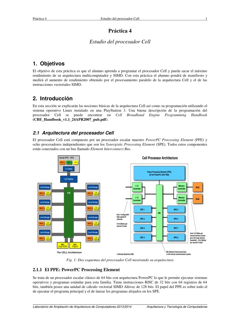 Imágen de pdf Práctica 4 Estudio del procesador Cell