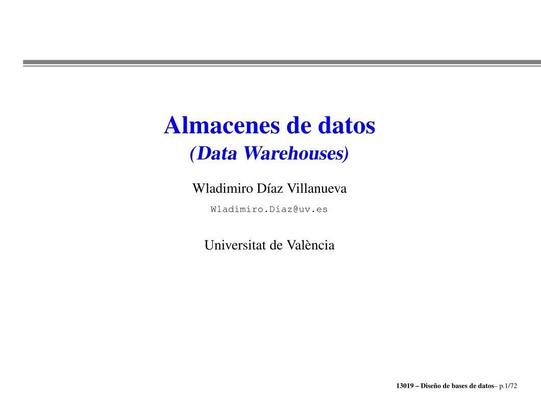 Imágen de pdf Almacenes de datos (DataWarehouses)