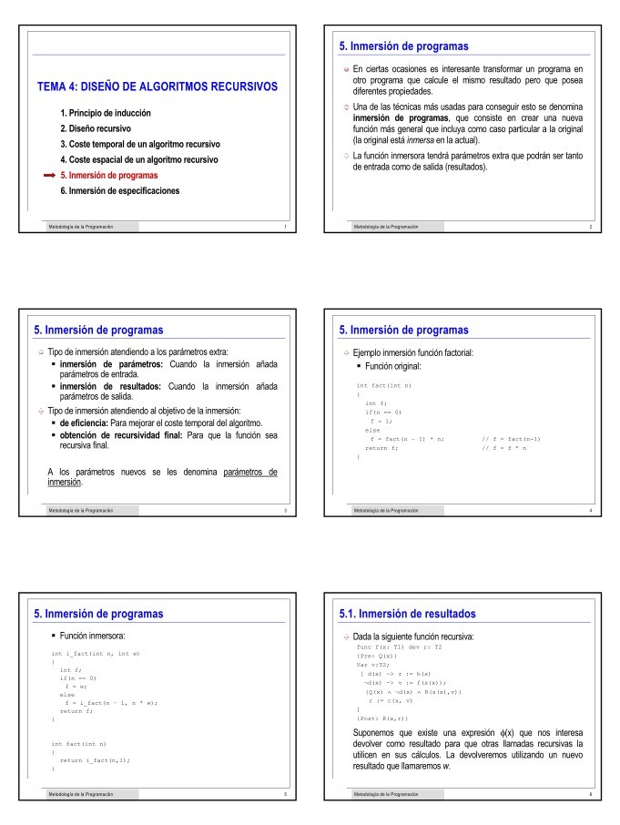 Imágen de pdf Tema 4: Diseño de algoritmos recursivos