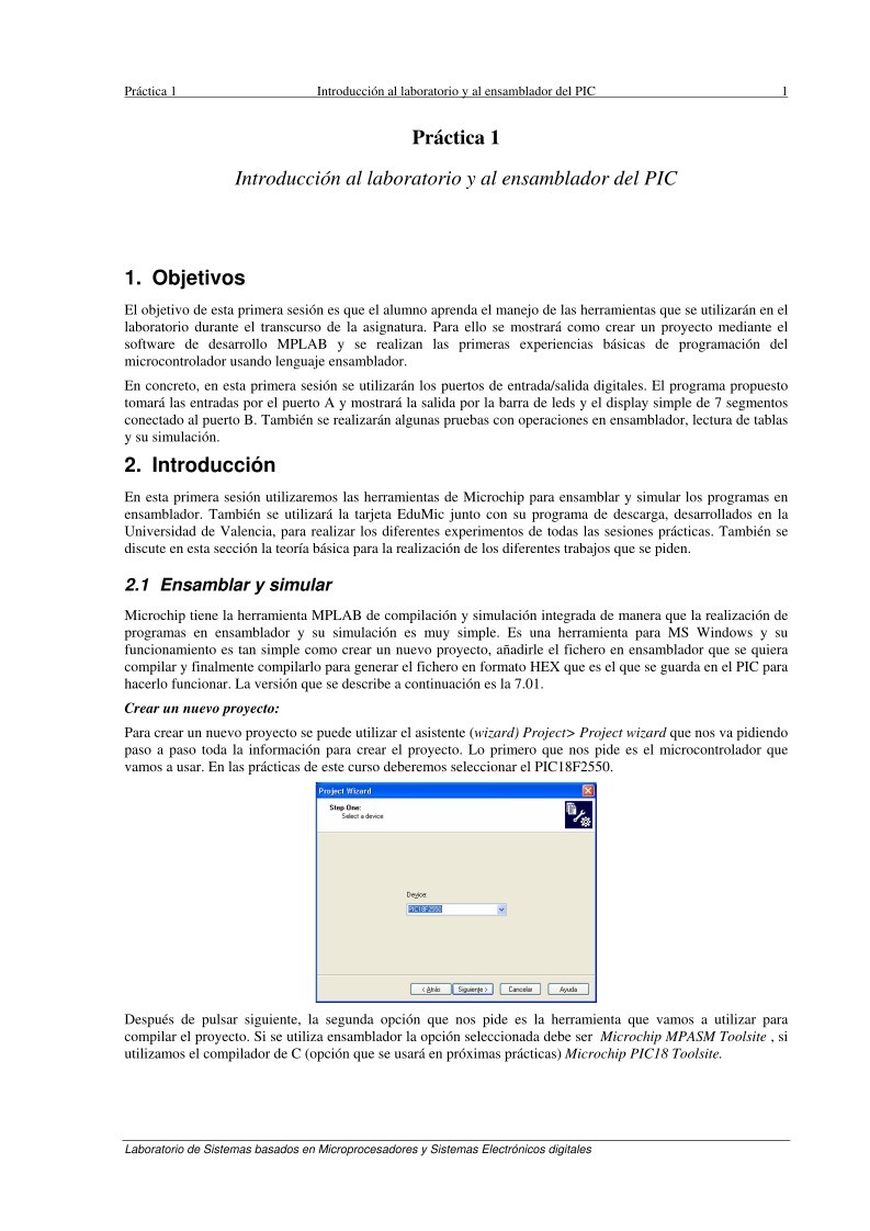 Imágen de pdf Práctica 1 - Introducción al laboratorio y al ensamblador del PIC