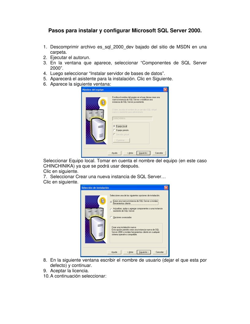 Imágen de pdf Pasos para instalar y configurar Microsoft SQL Server 2000