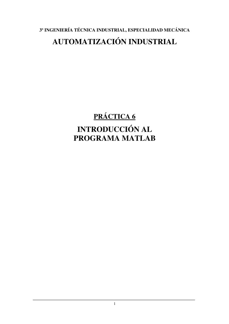 Imágen de pdf Práctica 6 - Introducción al programa Matlab