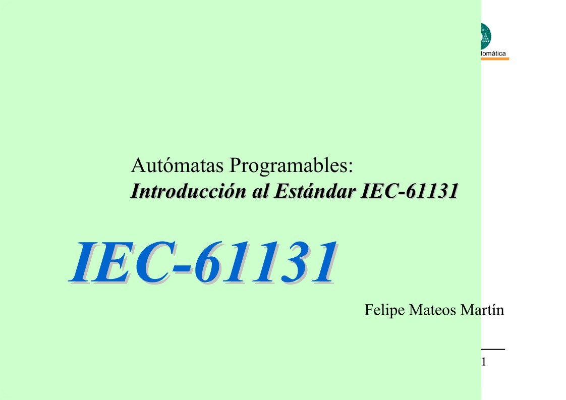 Imágen de pdf Autómatas Programables: Introducción al Estándar IEC-61131