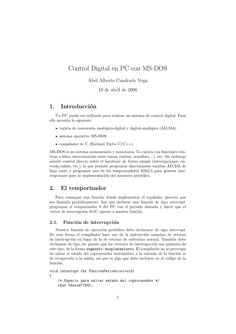 Imágen de pdf Control Digital en PC con MS-DOS