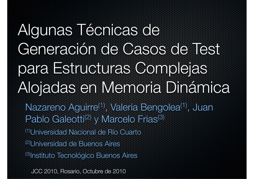 Imágen de pdf Algunas Técnicas de Generación de Casos de Test para Estructuras Complejas Alojadas en Memoria Dinámica