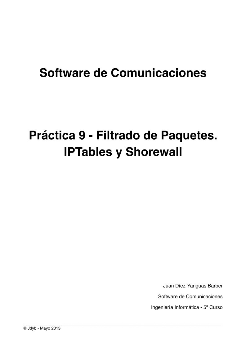Imágen de pdf Práctica 9 - Filtrado de Paquetes - IPTables y Shorewal