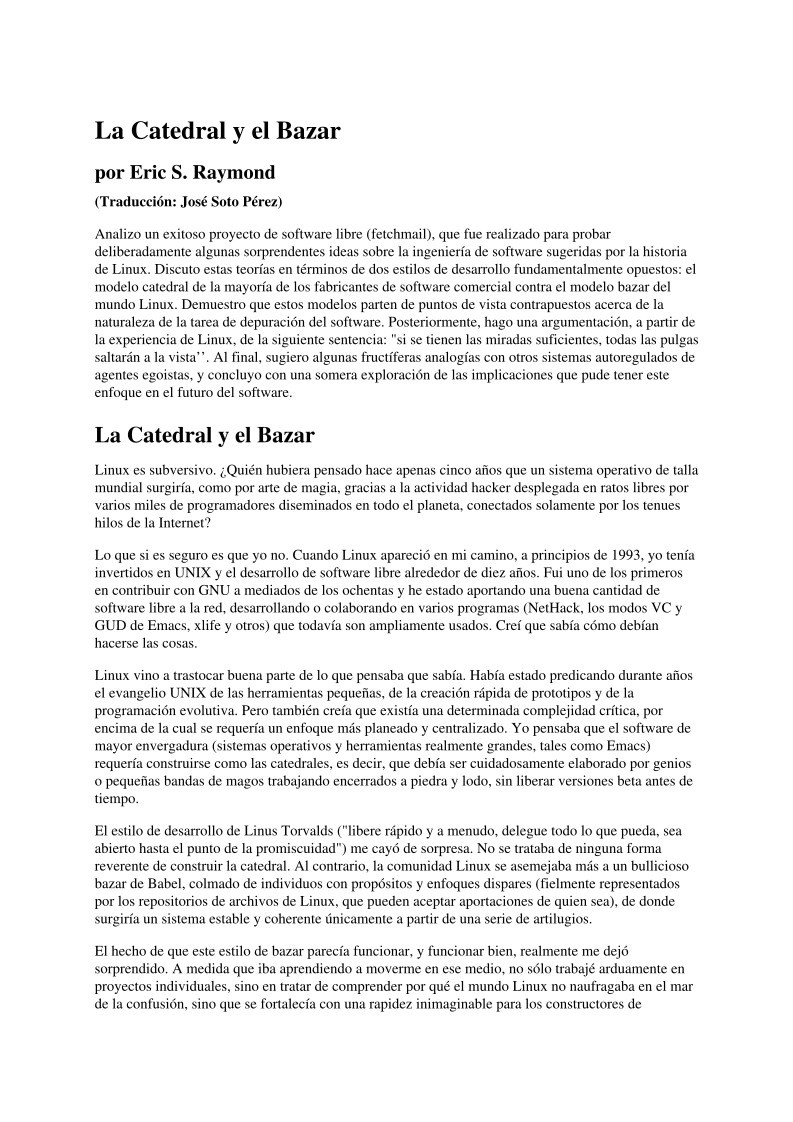 Imágen de pdf Eric S. Raymond - La catedral y el bazar