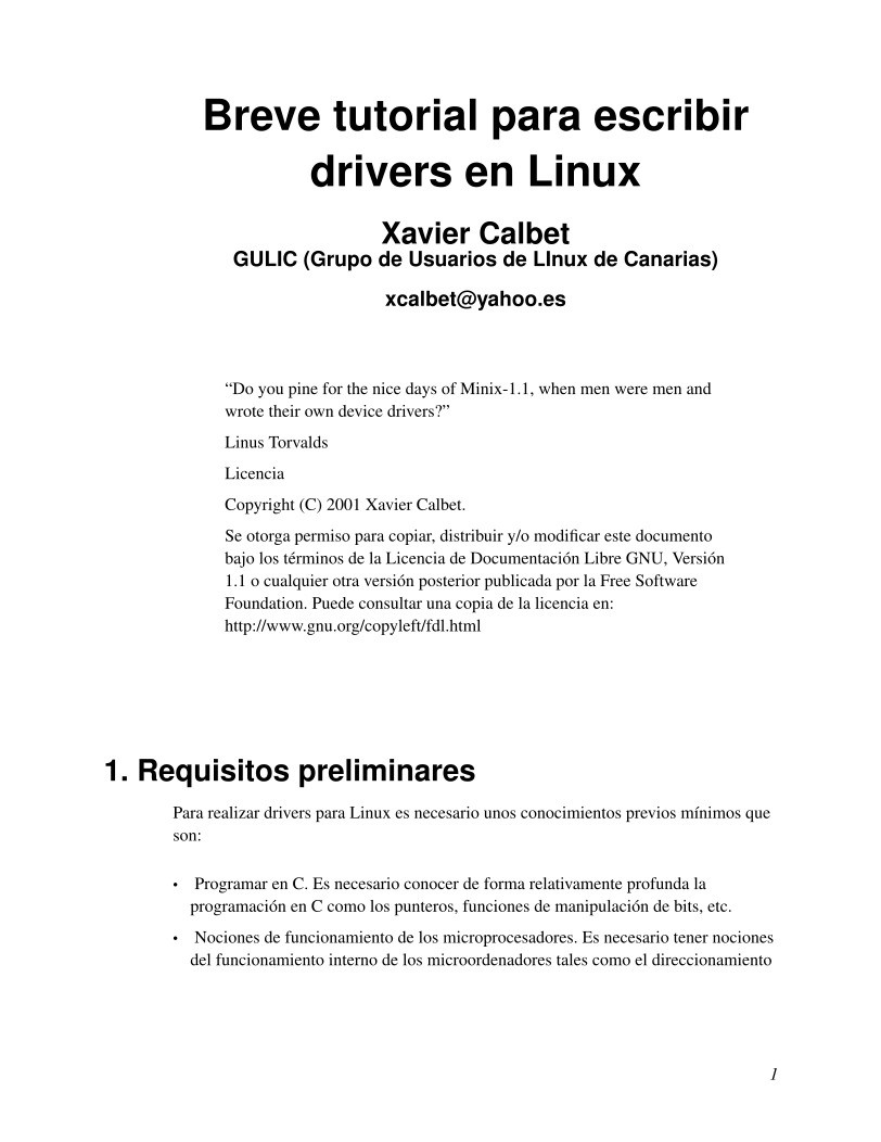 Imágen de pdf Breve tutorial para escribir drivers en Linux