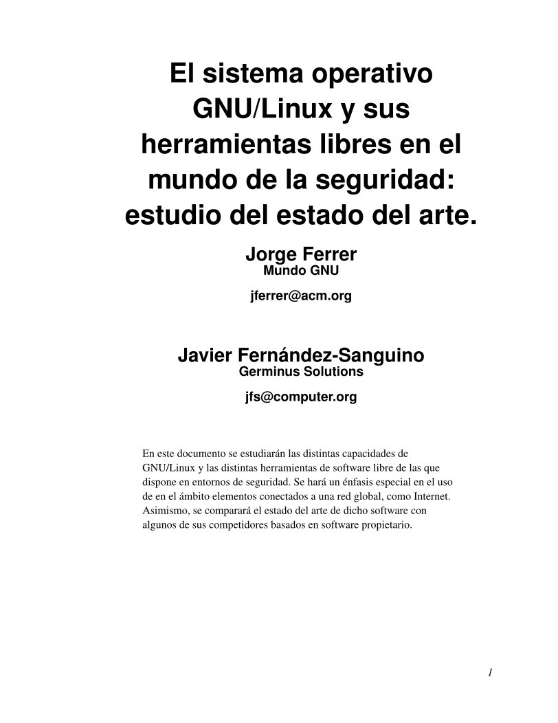 Imágen de pdf El sistema operativo GNU/Linux y sus herramientas libres en el mundo de la seguridad: estudio del estado del arte