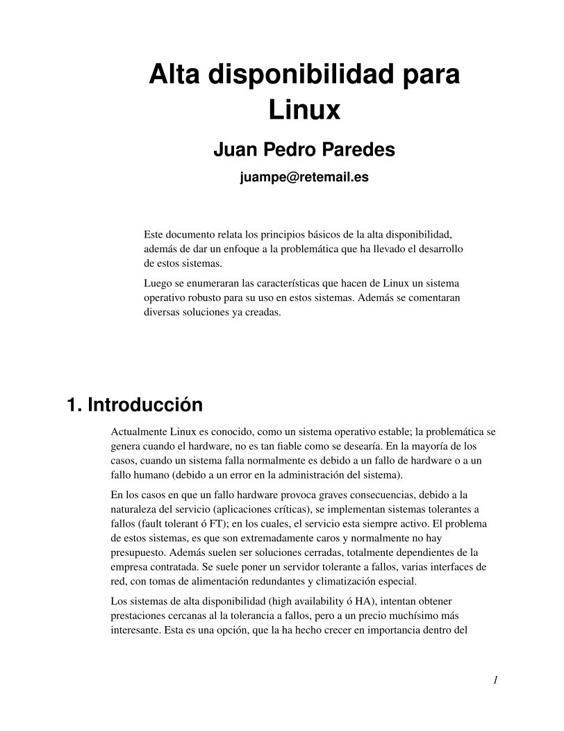 Imágen de pdf Alta disponibilidad para Linux