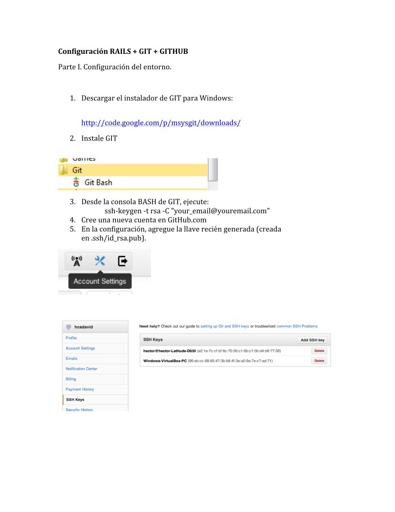 Imágen de pdf Configuración RAILS + GIT + GITHUB