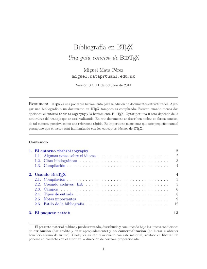 Imágen de pdf Bibliografia en LaTeX - Una guía concisa de BibTEX