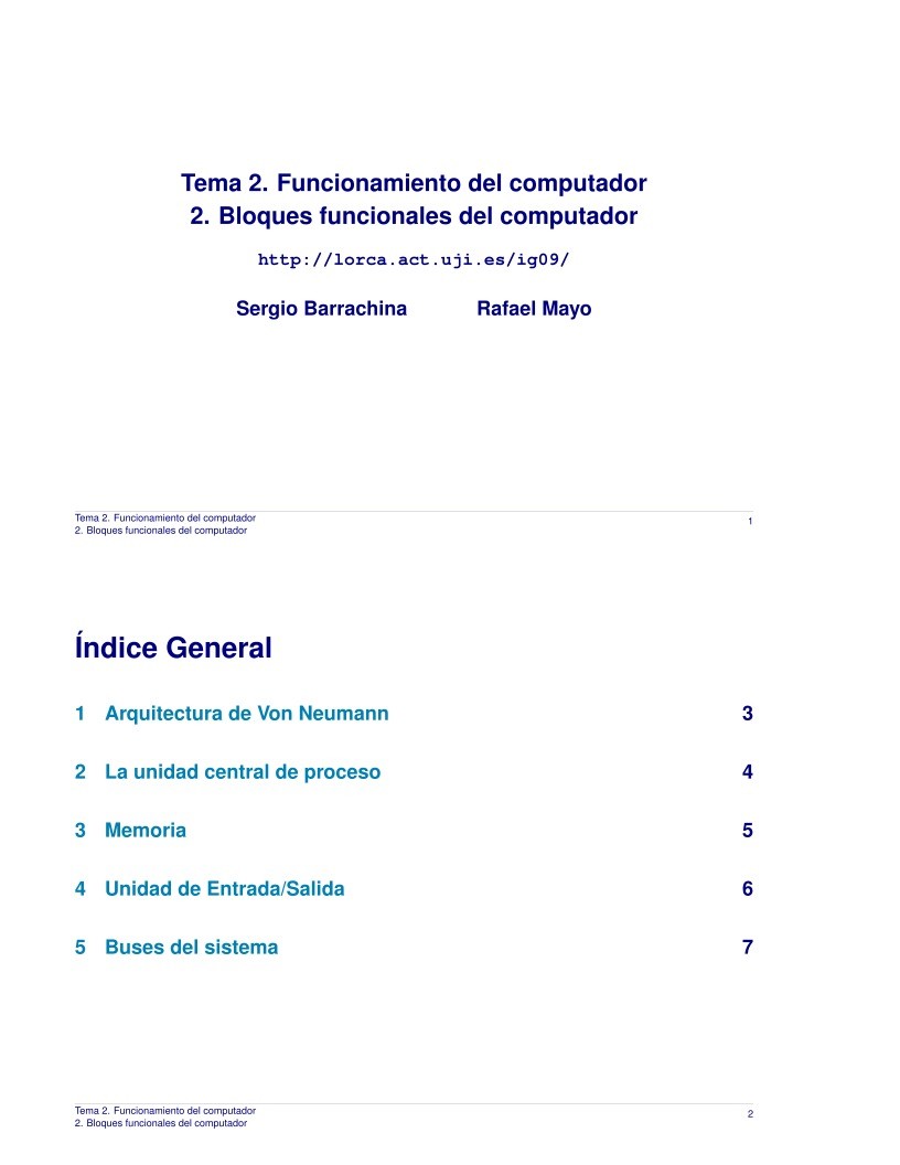 Imágen de pdf Tema 2. Funcionamiento del computador 2. Bloques funcionales del computador