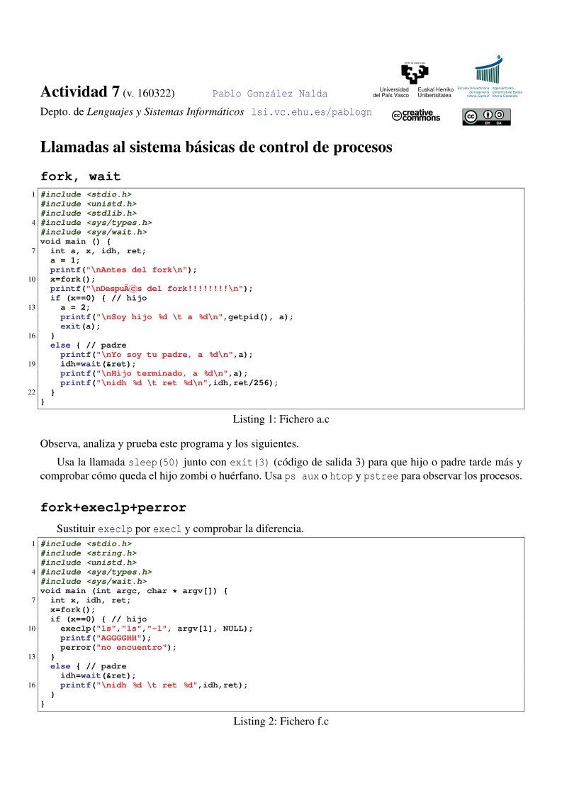 Imágen de pdf Actividad 7 - Llamadas al sistema básicas de control de procesos