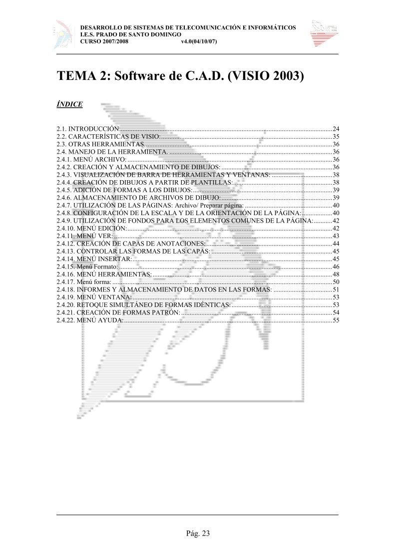 Imágen de pdf Tema 2: Software de C.A.D. (Visio 2003)
