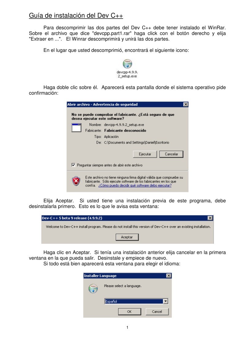 Imágen de pdf Guía de instalación del Dev C++