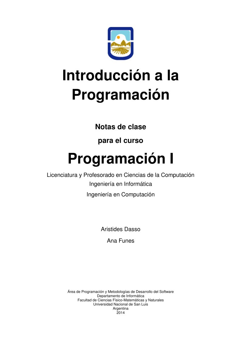 Imágen de pdf Introducción a la Programación - Notas de clase para el curso: Programación I