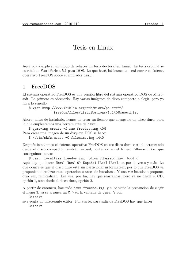 Imágen de pdf freedos - Tesis en Linux