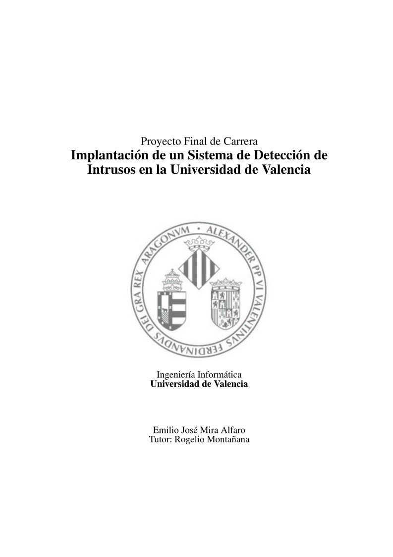 Imágen de pdf Implantación de un Sistema de Detección de Intrusos en la Universidad de Valencia