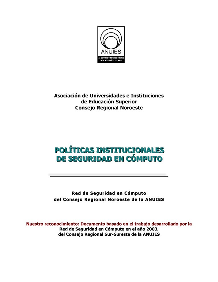 Imágen de pdf Políticas de Seguridad en Cómputo