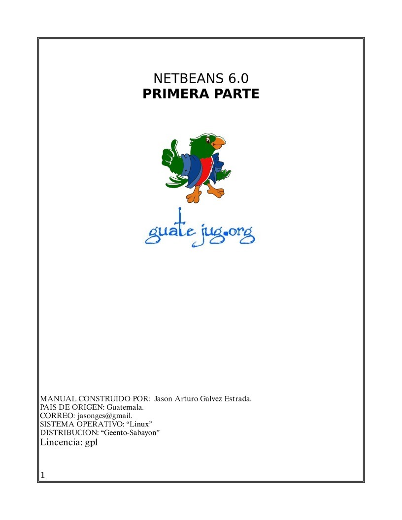 Imágen de pdf Manual netbeans 6.0 Linux