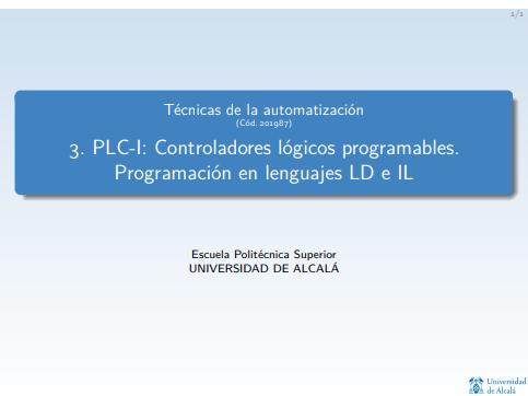 Imágen de pdf PLC-I: Controladores lógicos programables. Programación en lenguajes LD e IL