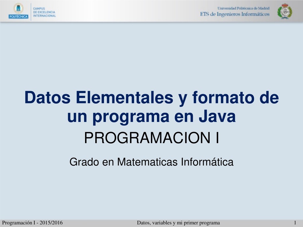 Imágen de pdf Datos Elementales y formato de un programa en Java